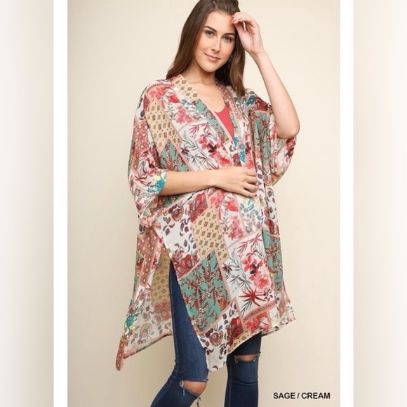 Umgee Other - NWT UMGEE Boho Chic Floral Patchwork Pattern Kimono Size Small/Medium